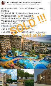 Book a stay at gold coast morib international resort. Gold Coast Morib Kl Selangor Bank Lelong Property Facebook