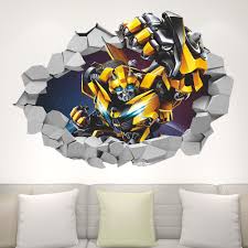 This is gallery #1,696 out of a total of 4,365 galleries. Cartoon 3d Bumblebee Transformers Decal Break Wall Sticker Kids Room Decor Pvc Wall Stickers Aliexpress