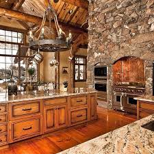 Kitchen Appliances Are Built Right Into The Stone Amazing Sheelysfurniture Www Sheelys Com Log Home Kitchens Luxury Log Cabins Rustic Kitchen Design