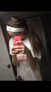 Volleyball Basketball Hair Dutch Braided Bangs With Headband Sports Hairstyles Sporty Hairstyles Basketball Hairstyles