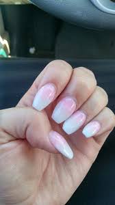 Pink & white acrylic nails, also known as french tips, are a look consisting of white tips on a pink nail base. Pink And White Ombre Acrylic Nails Short Nailstip