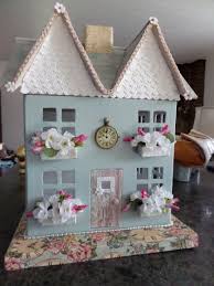 Decorated Paper Mache House Cardboard House Glitter Houses Paper Mache Christmas