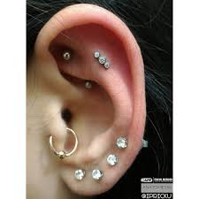 Fresh Ear Flat Piercing Done With This Clear Swarovski Threaded End From Anatometalinc Pi Diamond Earrings Studs Rose Gold Ear Cuff Crystal Bridal Earrings