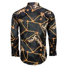 Discover hundreds of ways to save on your favorite products. Mens Italian Designer Style Gold Chain Print On Black Silky Feel Satin Shirt Ebay