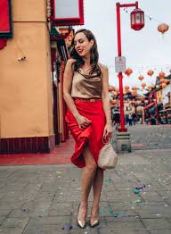 Lunar New Year The Year Of The Rat Sydne Style In 2020 Red Midi Skirt Holiday Party Outfit New Years Outfit