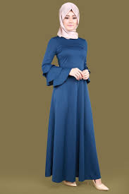 Volan Kol Tesettur Elbise Indigo Urun Kodu Lrj6152 59 90 Tl Batik Fashion Hijab Fashion Muslimah Dress