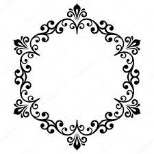 Moldura Redonda Oriental Com Elementos Florais E Arabescos Floral Preto E Branca Fronteira Carta Moldura Preto E Branco Molduras Redondas Monograma Casamento