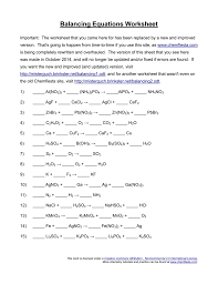 First, begin by telling which type of reaction is taking place. Balancing Equations Worksheet