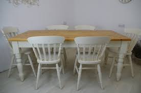 Ana white's rekourt dining table. Six Foot Long Pine Farmhouse Table With 6 Beech Slat Back Chairs Painted Vintage Antique Farmhouse Furniture