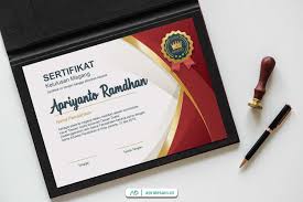 Templat sertifikat akademik, templat sertifikat merah, ilustrasi sertifikat cokelat dan merah, teks bingkai merah, bingkai, bingkai perbatasan merah, format file gambar, persegi panjang png. Jasa Desain Sertifikat Murah Elegan Apridesain Desain Desain Grafis Tanda