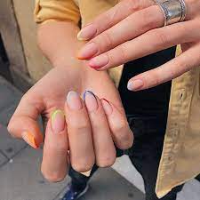 Let me introduce you to some of the dreamiest rainbow nail art on the internet. Violetta On Instagram Remembering This Rainbow French Short Gel Nails Perfect Nails Stylish Nails