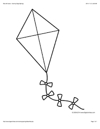 Coloring Page With A Large Kite And Bows To Color Kites Craft Kite Template Coloring Pages