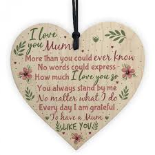 The site owner hides the web page description. I Love You Mum Wooden Heart Cute Mum Mummy Thank You Gift