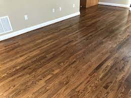 Old worn white oak floors get a makover with provincial stain to achieve a warm medium toned brown. Red Oak Floors Stained With Early American Oak Floor Stains Red Oak Floors Red Oak Hardwood Floors