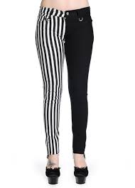 Black And White Striped Jeans Banned Apparel Striped Half Half Trousers Black White Striped Trousers Striped Jeans Black White Jeans