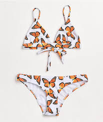 Petals By Petals And Peacocks Butterfly Effect White Triangle Bikini Top