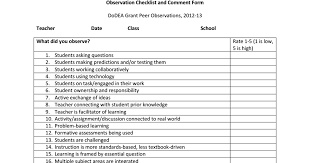 Observation Checklist And Comment Form Pdf Classroom Observation Checklist Teacher Observation Checklist Classroom Observation