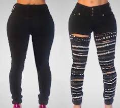 Shop all men's jeans below. Zh3047a Trendy Sexy Women S Distroyed Holes Ripped Jeans With Chains Denim Pants