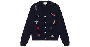 Knitting a cardigan with gorgeous cables & bobbles. Gucci Embroidered Wool Knit Cardigan In Dark Blue Blue Lyst