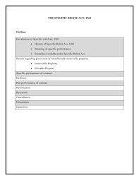 Specific relief act 1950 (act 137). Https Www Lkouniv Ac In Site Writereaddata Sitecontent 202004131505182206sanjana Mittal Law Specific Relief Act Pdf