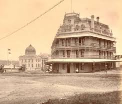 Queen St Brisbane In Queensland During The Late 19th Century Showing The National Hotel In The Foreground Vintage Architecture National Hotel Adelaide Street