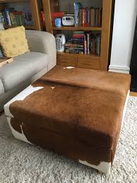 Cowhide Storage Ottoman Coffee Table With Lift Up Lid For Etsy In 2020 Storage Ottoman Coffee Table Storage Ottoman Ottoman Coffee Table