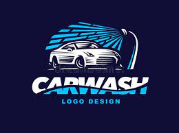 Logo Car Wash On Dark Background Stock Vector - Illustration Of Banner Blue 74505104 In 2021 Car Logo Design Wash Logo Car Wash