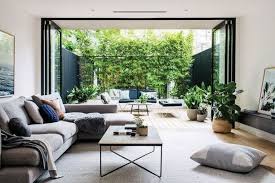 Your outdoor living room will look more appropriate if you let it harmonize with your home's landscape and architectural design. 95 Amazing Stylish Glass Wall Living Room Decor Ideas Beautiful Living Rooms Contemporary Living Room Design Indoor Outdoor Living