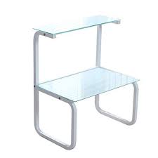 Ychoice Rack Decor Rack Microwave Oven Kitchen Utensils Oven Rice Cooker Glass Shelf Shelf Three Layer Steel Frame Color Black Size Black Fra Glass Shelves