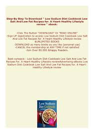 Philippine heart center's healthy heart cookbook. Read Online Low Sodium Diet Cookbook Low Salt And Low Fat Recipes Fo