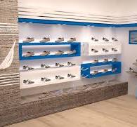 Retail Shoes Store Wooden Wall Display Cabinet Design & Custom