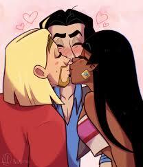 Miguel, Tulio and Chel kiss (the road to el Dorado) : rfanart