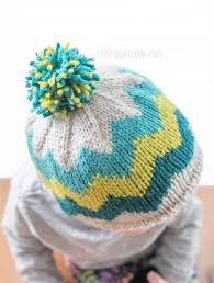 Zig zag lace knitting stitch pattern | © deborah mason & knitting naturally. Fair Isle Zig Zag Chevron Hat Knitting Pattern Little Red Window