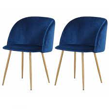 Spécialiste en tables, chaises et tabourets. Set Of 2 Helsinki Chaises Scandinaves En Velours Avec 4 Pieds En Bois Color Blue Collection Macaron