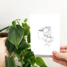 Heart Leaf Philodendron Mini Art Print Fine Line Floral Art In 2020 Heart Leaf Philodendron Art Prints Floral Art
