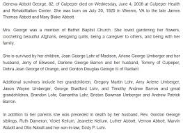 Extended Family Obituaries