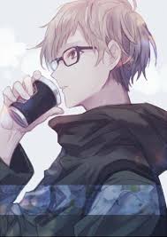 Anime Guy Light Colored Hair Glasses Coffee Cute Anime Guys Cute Anime Boy Anime