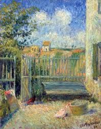 Camille Pissarro 1830 1903 La Cour De La Maison Rondest Pontoise 1880 Oil On Canvas 35 X 27 Camille Pissarro Camille Pissarro Paintings Impressionist Art