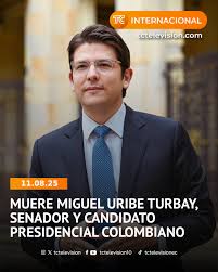 El senador y candidato presidencial colombiano Miguel Uribe Turbay ha  fallecido este lunes como consecuencia de los disparos que recibió el  pasado 7 de junio, en Bogotá, mientras intervenía en un acto