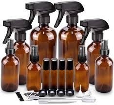 Amazon Com Glass Spray Bottle Kits Bonytek Empty 4 10 Ml Roller Bottles 8 Amber Essential Oil Bottle 16oz 8oz 4oz 2oz With Labels For Aromatherapy Cleaning Home Improvement