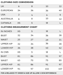 sizing charts catwalk connection