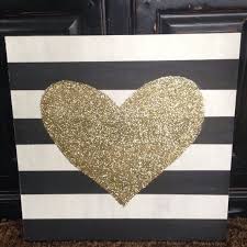 Black And Gold Glitter Heart Of Gold Black White Striped Wood Sign With Glittery Etsy Black Gold Bedroom Gold Rooms Bedroom Black