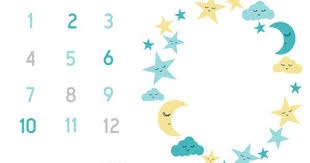Colorful Fabrics Digitally Printed By Spoonflower Stars And Moon Milestone Blanket Baby Month By Month Milestone Blanket Baby Monthly Milestones