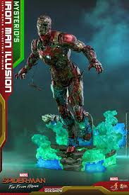 Fans were surprised to see mysterio presented in the initial marketing for far from home as a heroic character claiming to be from an alternate dimension. Mysterio S Iron Man Illusion Sixth Scale Figure By Hot Toys Spider Man Far From Home Movie Masterpiece Series Bunker158 Com