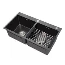 Chậu rửa chén inox 304. Cháº­u Rá»­a Chen Inox Ä'uc 304 Phá»§ Nano Ä'en 2 Há»' Can Kt 82x45cm Tiki