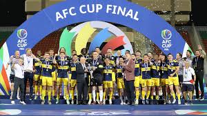 Central Coast Mariners celebrating AFC Cup victory trophy lift