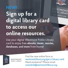 We did not find results for: Westmont Public Library On Twitter Do You Know A Westmont Resident Who Needs A Library Card Let Them Know They Can Sign Up For A New Digital Library Card To Access Our
