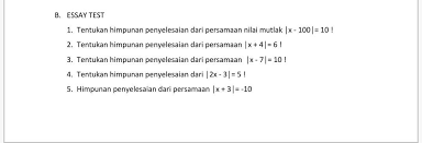 Maybe you would like to learn more about one of these? Soal Essay Matematika Ada Yang Tau Klo Ad Yg Tau Jwab Dong No 1 5 Brainly Co Id