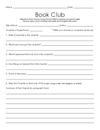 Account opening form for fd/rd booking from branch for existing cust. Book Club Form By Moore Allred Montessori Teachers Pay Teachers