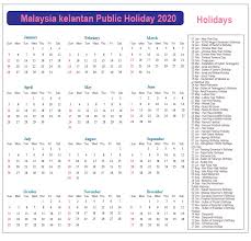 Kelantan, pahang, perak, perlis, penang, selangor, terengganu and federal territories (kuala lumpur , putrajaya and labuan). Kelantan Public Holidays 2020 Kelantan Holiday Calendar